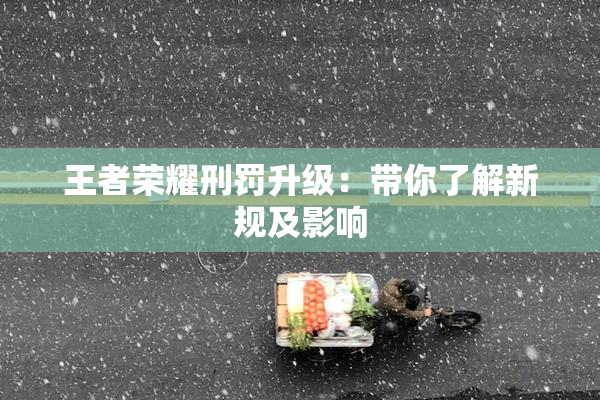 王者荣耀刑罚升级：带你了解新规及影响