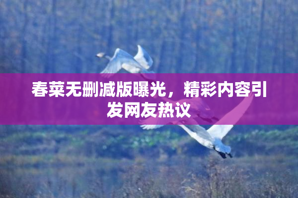 春菜无删减版曝光，精彩内容引发网友热议