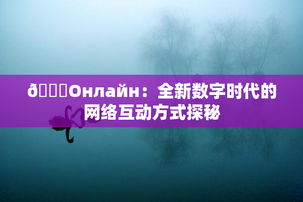 🐔Oнлайн：全新数字时代的网络互动方式探秘