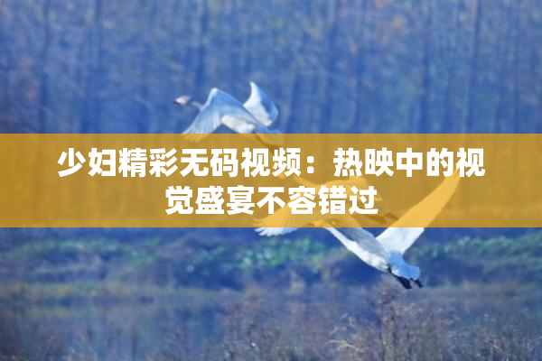 少妇精彩无码视频：热映中的视觉盛宴不容错过
