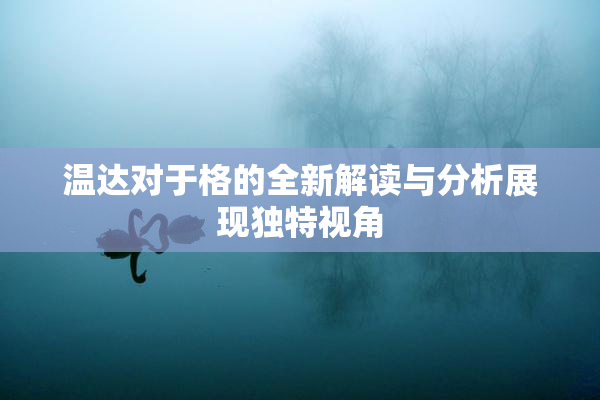 温达对于格的全新解读与分析展现独特视角