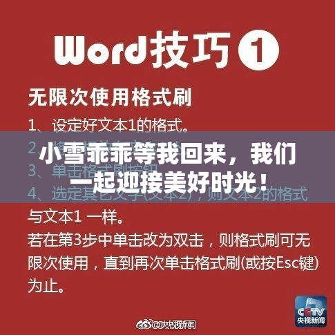 小雪乖乖等我回来，我们一起迎接美好时光！