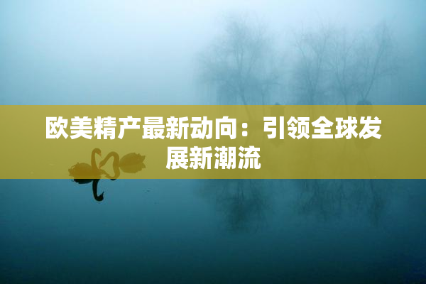 欧美精产最新动向：引领全球发展新潮流