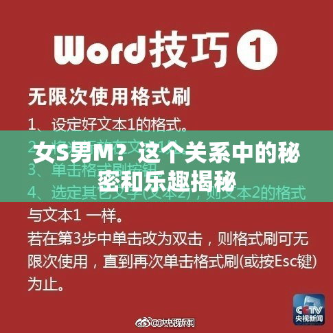 女S男M？这个关系中的秘密和乐趣揭秘
