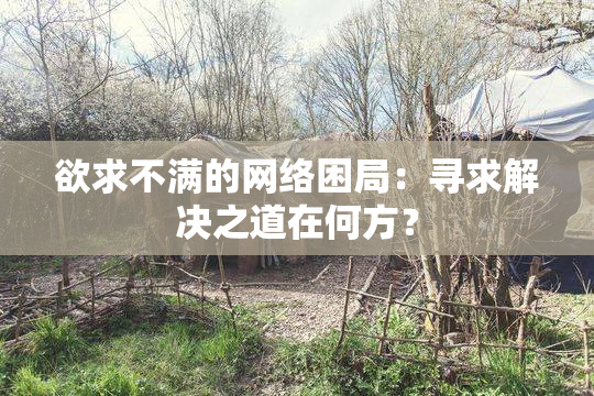 欲求不满的网络困局：寻求解决之道在何方？